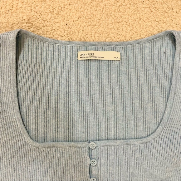 Oak + Fort Square Neck Cropped Cardigan Sweater - Picture 3 of 5